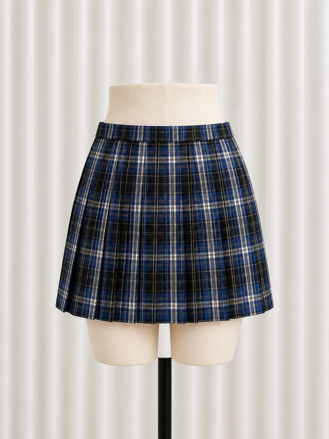 青チェック制服スカート
